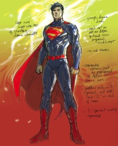 Arte conceitual para o novo traje do Superman na era Novos 52 da Dc Comics