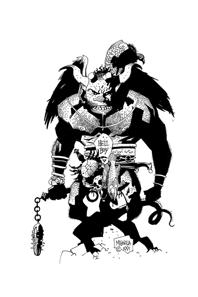 Primeiro Sketch de Hellboy por Mike Mignola